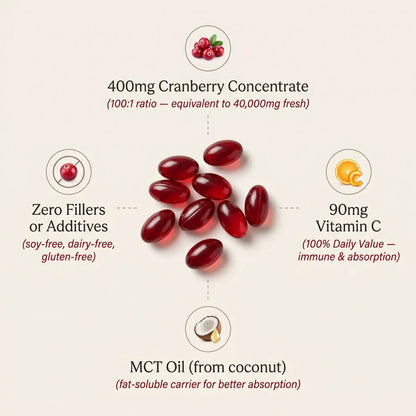 Cranberry Concentrate Softgels (40,000mg) UTI Relief Supplement