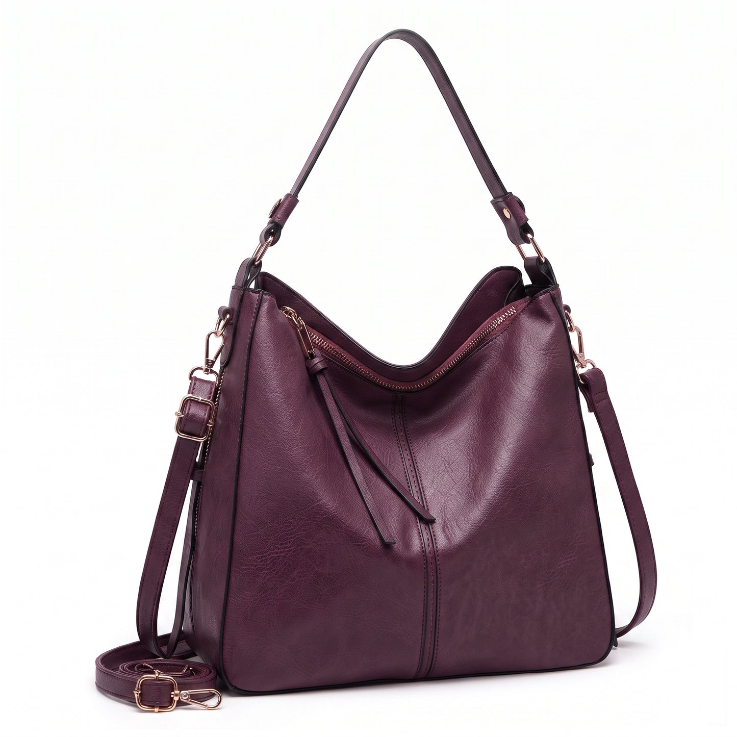 Selvela Leather Hobo Anti-Theft Handbag