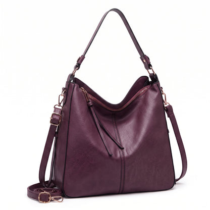 Selvela Leather Hobo Anti-Theft Handbag
