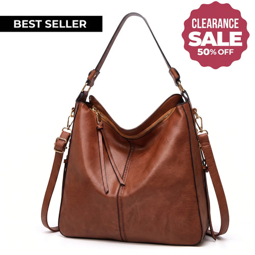 Selvela Leather Hobo Anti-Theft Handbag
