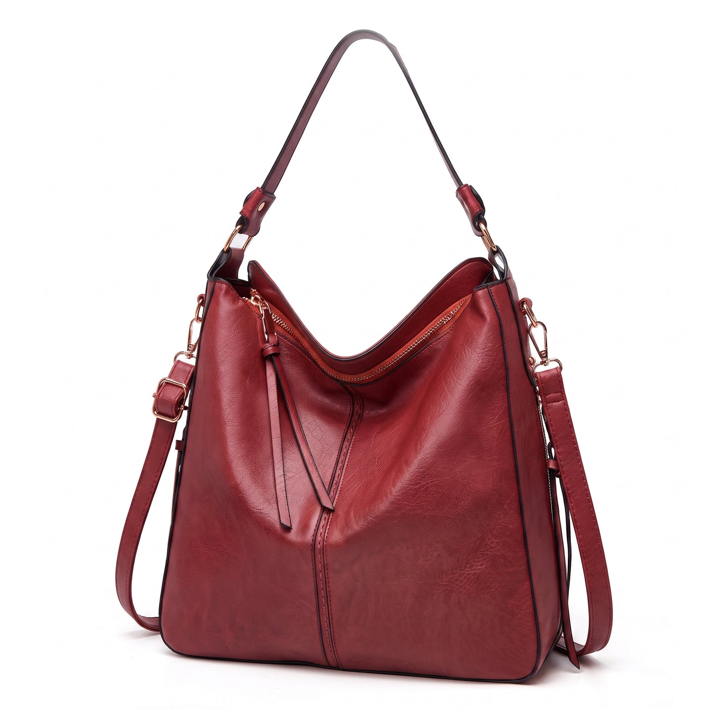 Selvela Leather Hobo Anti-Theft Handbag