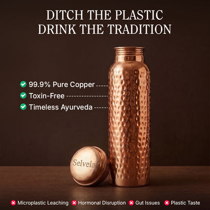 Certified Selvela Pure Copper Water Bottles - V2 Hand-Hammered Edition