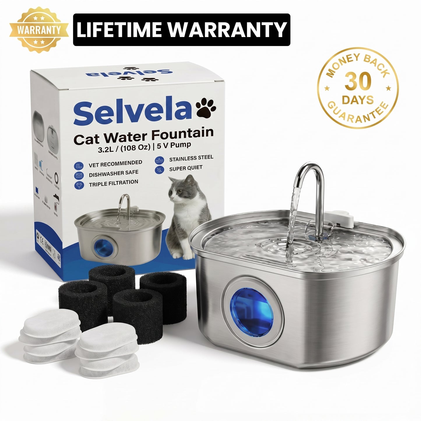 Selvela Cat Water Fountain