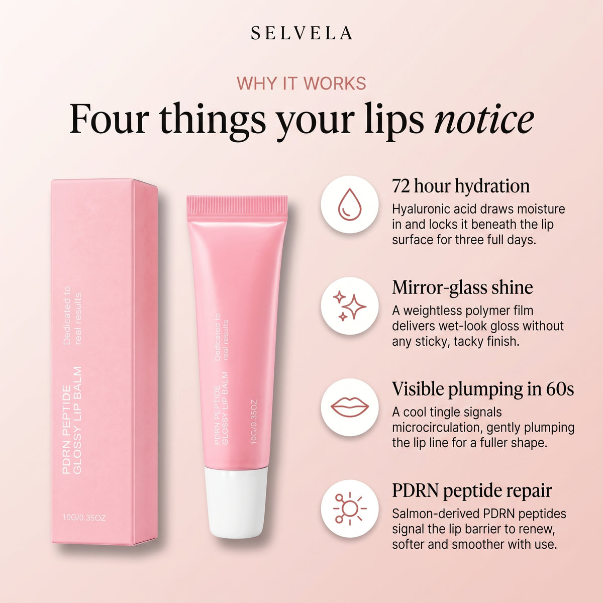 Selvela Peptide Glossy Lip Balm Treatment