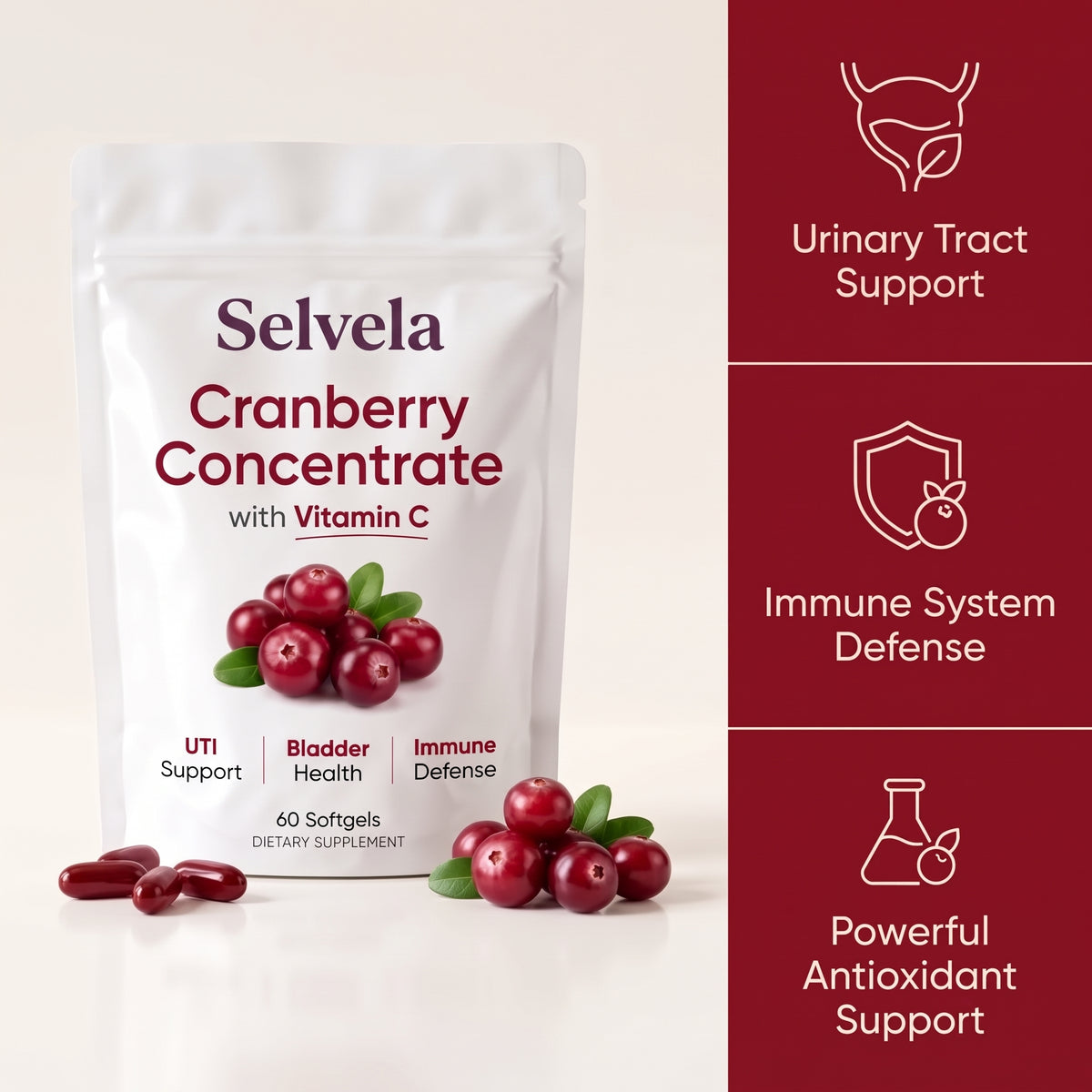Cranberry Concentrate Softgels (40,000mg) UTI Relief Supplement