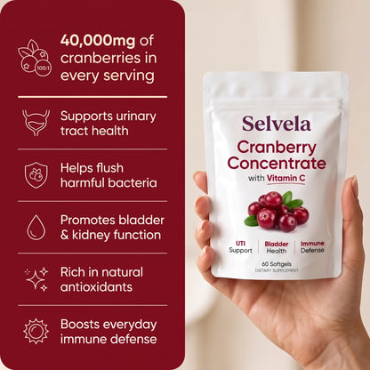 Cranberry Concentrate Softgels (40,000mg) UTI Relief Supplement